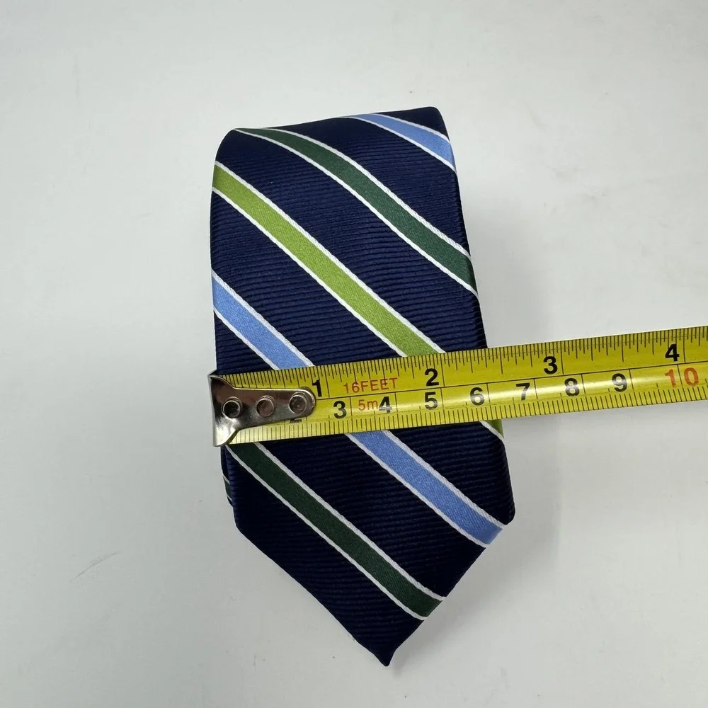 Chaps Neckties Mens Navy Paisley Silk + Navy Green Stripe Polyester Lot of 2‎